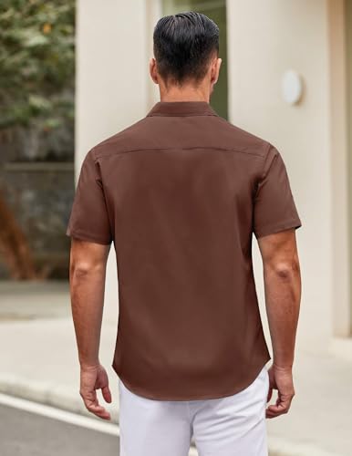 Image of COOFANDY Mens Short Sleeve Casual Button Down Shirts Summer Untucked Dress Shirts with Pocket