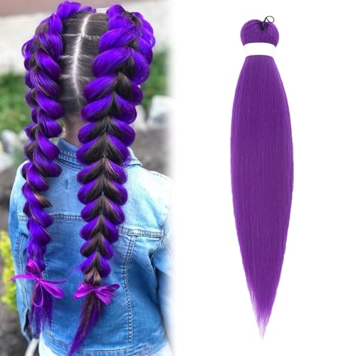 Cabello morado para trenzar 66 cm, pelo sintético para trenzar lila, largo púrpura trenzado, extensiones de trenzas para mujeres y niñas, pelo sintético morado para la etapa de fiesta de Halloween (1)