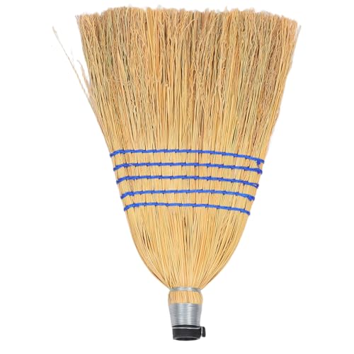 Homoyoyo Scopa a Frusta Portatile in Paglia Naturale Setole Morbide, Scopa da Esterni per Patio e Garage, Manico Ergonomico per Pulizia Multisuperficie di Cortili e Vialetti
