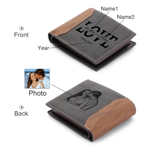 Custom Photo Wallets for Men - Personalized Leather Wallets for Boyfriend, Husband - Valentines Day, Christmas (Color 1)2