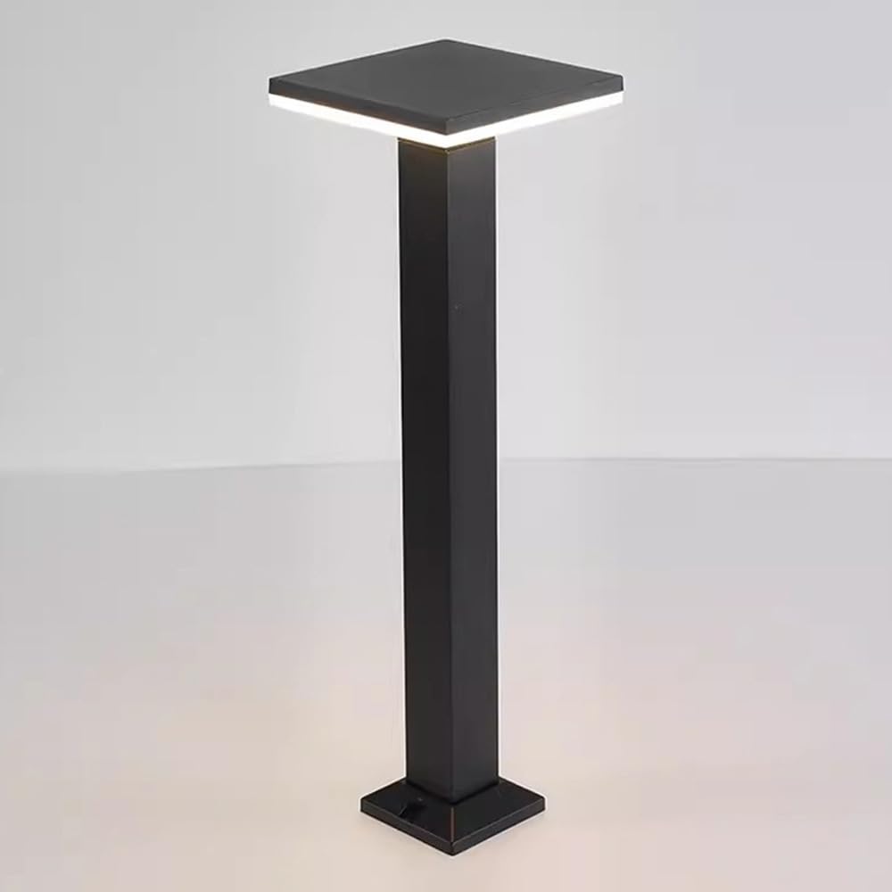 Luz del bolardo del Paisaje, luz Impermeable del j Baliza LED for jardín Exterior, IP65, Resistente al Agua, de Aluminio, Color Negro, Varios tamaños(60CM)
