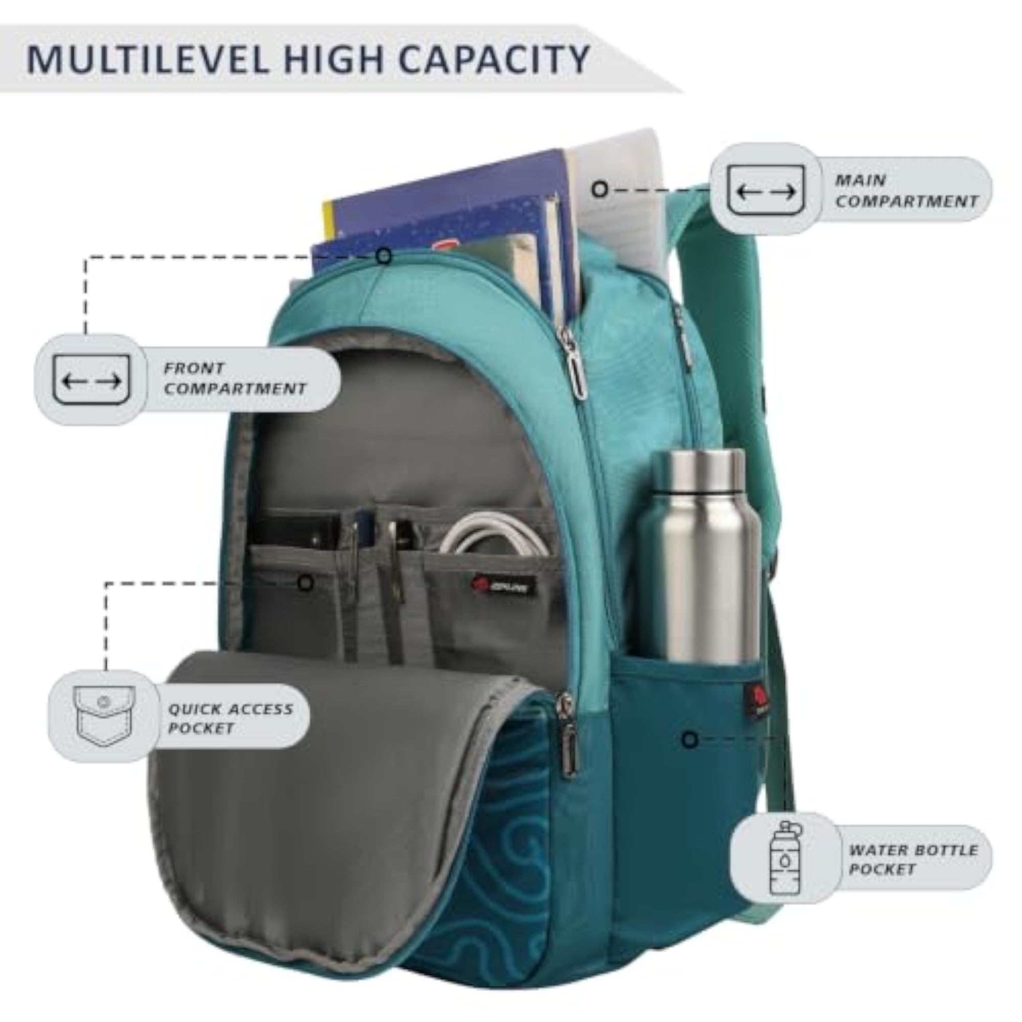 Casual Backpack Bag for Boys & Girls, 35L Water Resistant