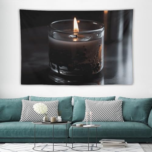 Tapisserie murale bougie allumée WSOIHFEC grand format en tissu léger vintage
