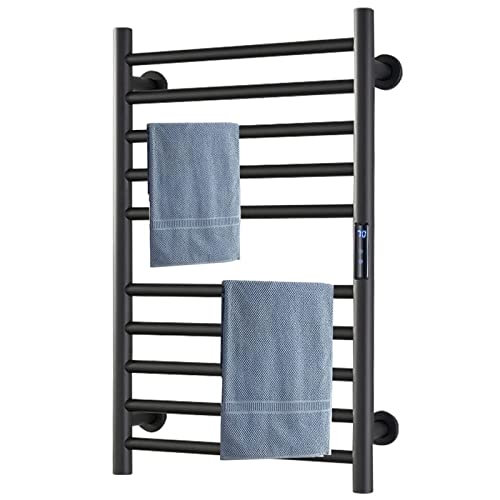 Radiador toallero negro para baños modernos con control de tiempo