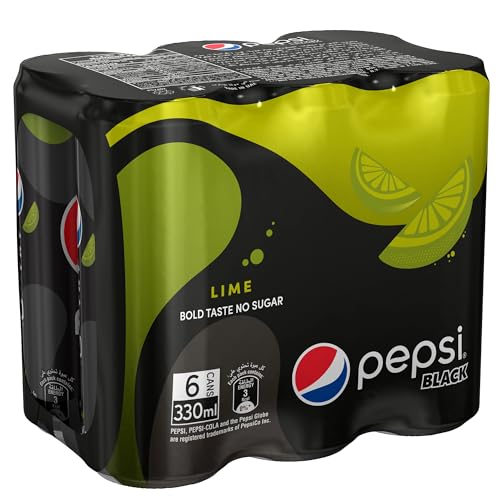 Pepsi Black,Lime Flavor,Zero Sugar, Carbonated Soft Drink Can, 330 Ml Pack Of 6
