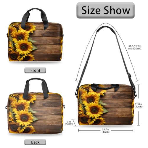 Maletín de madera con diseño de girasol para laptop 15.6" miniatura 6