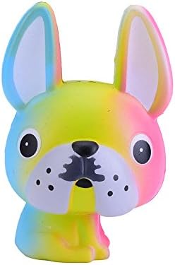 Sinofun 4.7" Big Eyes Dog Squishy Toys Slow Rising Scented for Stress Relief Decoration and Kids Gift (Rainbow)