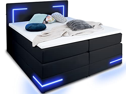 wonello Boxspringbett 180x200 mit Bettkasten und LED Beleuchtung -...