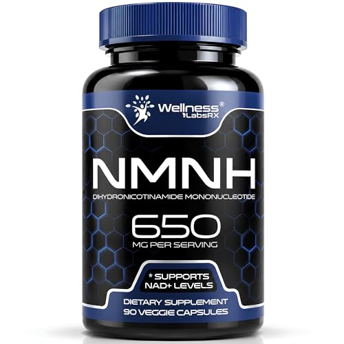 NMNH Supplements - Di-Hydro Nicotinamide Mononucleotide NMNH Capsules Fast Absorption Ultra Strength NMN Supplement NAD+ for Cellular Energy & Anti Aging 650mg - Non-GMO Gluten Free - 90 Capsules