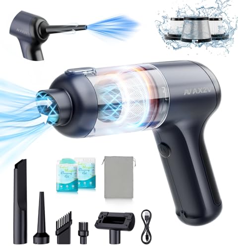 AX2V Portable Car Vacuum 16000Pa Mini Vacuum Cleaner for Car, Low Noise Hand Vacuum Cordless Rechargeable, with Cleaning Gel for Car Detailing Keyboard Cleaner Home Cleaning