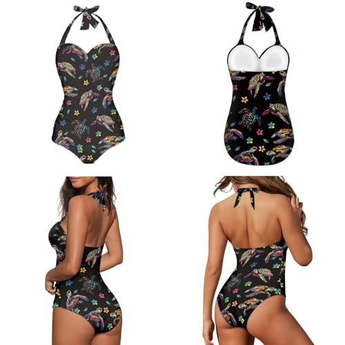 Musical Notes One Piece Swimsuit Tummy 2 Piece for Women Over 50 with Wrap Skirt Plus Size Bathing Suit Cover up3