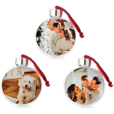 Wanapix | Pack 3 Bolas de Navidad Personalizadas con Foto y Forma Redonda Cover