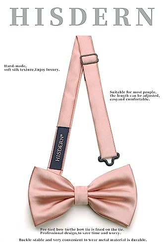 Image of HISDERN Bow Ties for Men Solid Color Pre-Tie Bow Tie and Pocket Square Set Classic Formal Tuxedo Bowties for Wedding Party