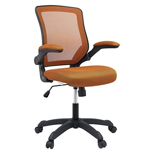 Modway- Veer Bürostuhl mit Netz-Rückenlehne und Vinyl-Sitz mit klappbaren Armen, Hellbrauner Stoff, 66 x 66 x 95 cm Cover