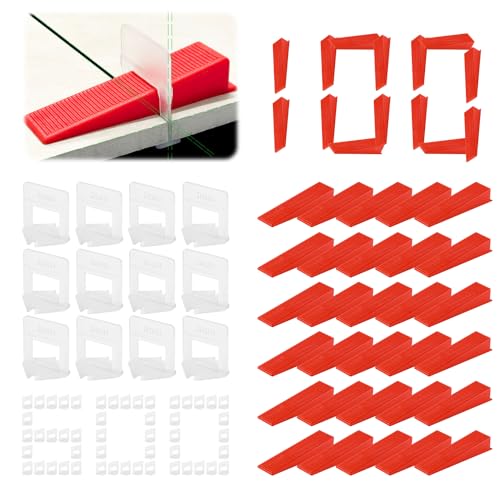 Lot de 700 entretoises pour carrelage avec cales et bases en plastique de 1 mm pour une installation encastrée sur les carreaux de mur et de sol en céramique, réutilisables pour le bricolage