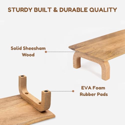 Image of Store 66Cm Long Wooden Monitor Stand with Storage Organizer for Desk Tables, Office, Home, Studio, Study Table | Monitor Stand Riser
