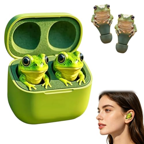 Frog Earbuds Cute Animal Shaped Bluetooth Earbuds with Charging Case Wireless in Ear Headphones with Deep Bass Noise Reduction Waterproof for Travel and Daily Use