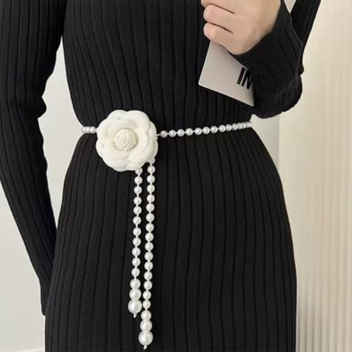 White Large Flowers Pearl Bead Waist Belts for Women Fashion Floral Costume Dress Wedding Belt Bridal Formal Jewelry3