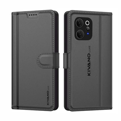Image of KIVANO LUXE Compatible for Vivo V70 Elite 5G / Vivo V70 5G Artisanal Leather Wallet Case with Card Holder for Men Women, Magnetic Flip Folio Cover with Stand RFID Blocking Cell