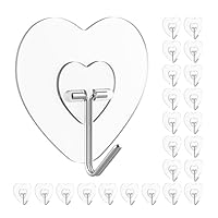 Adove Adhesive Hooks for Hanging, 24 Pack Heavy Duty Wall Hooks, Towel Coat Hooks Waterproof, Transparent Self Adhesive Sticky Hook for Kitchen Keys Glass Door,No Nail Utility Ceiling Hooks