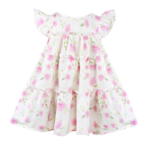 Toddler Girls Ruffle Dress Sleeveless Flower Girls Swiss Dot Flowy Pleated Party Dress Size 1-6T