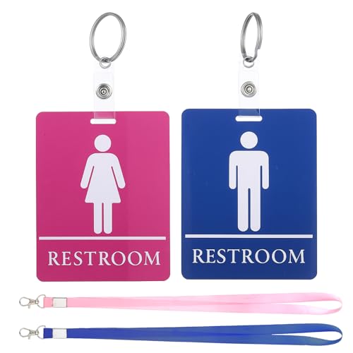 2 sets laissez-passer toilette classe/école avec porte-clé