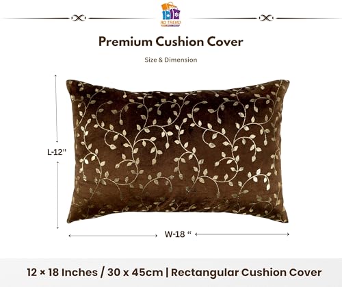 Image of RD TREND Velvet Rectangular 12x18 Inches Cushion Covers Set of 2 | Throw Pillow Covers for Sofa, Bed & Living Room | Perfect for Home Decor Chocolate Brown