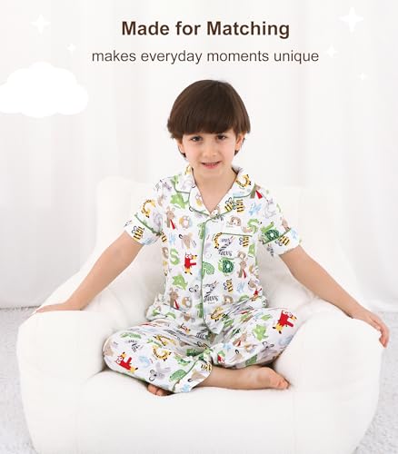 Image of Toddler Boys Girls Clothes Set Viscose from Bamboo Home Outfit Button Down Top Clothing Sets Soft with Pockets 2-5T