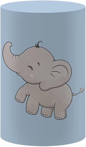 Miniatura 8 de Cubiertas de zócalo cilíndrico de rayas azules para fiestas de cumpleaños, baby shower, decoración de boda, soporte de pedestal de elefante lindo