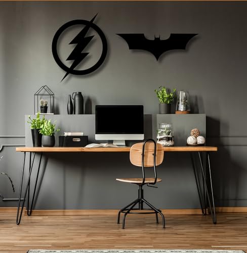 Image of TWIGGY Superhero 6mm MDF Wooden Wall Decor Set for Home, Office, or Gaming Room, Gift, Anime (pack of 2 | The Flash, The Dark Knight)