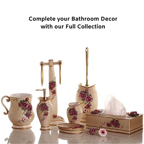 Glarcy Toilet Bowl Brush and Holder - Strong Bristled Cleaner Brush with Holder - Luxury Hand Painted Toilet Decor
