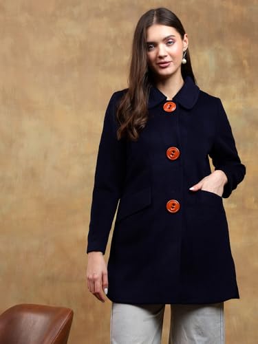 Image of KOTTY Womens Cotton Blend Standard Length Elegant Style Coat - Classic Style with Modern Detailing