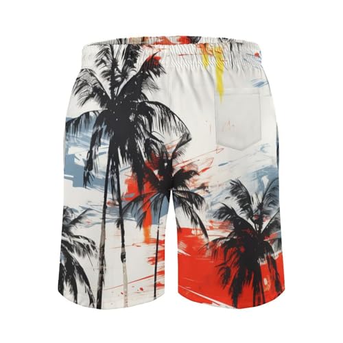 Men's Swim Trunks Fashion Palm Pattern Summer Beach Board Shorts Quick Dry Bathing Suits4