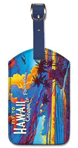 Image of Pacifica Island Art Leatherette Luggage Baggage Tag - Fly Hawaii by Rick Sharp