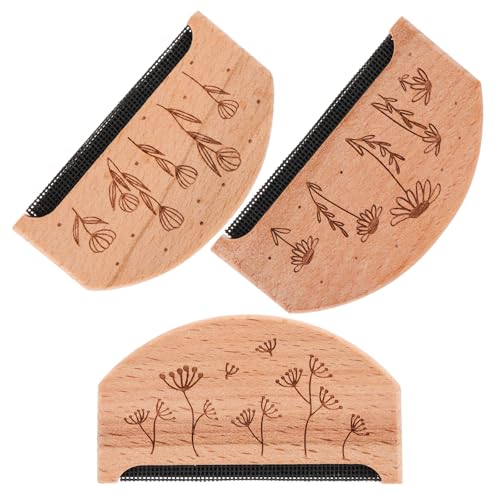 DECOMELODY Quitapelusas para Ropa 3 Piezas de Madera de Haya Afeitadora Manual Portátil para Eliminar Bolitas de Suéteres Cojines y Prendas Diseño Ergonómico Antideslizante para Uso