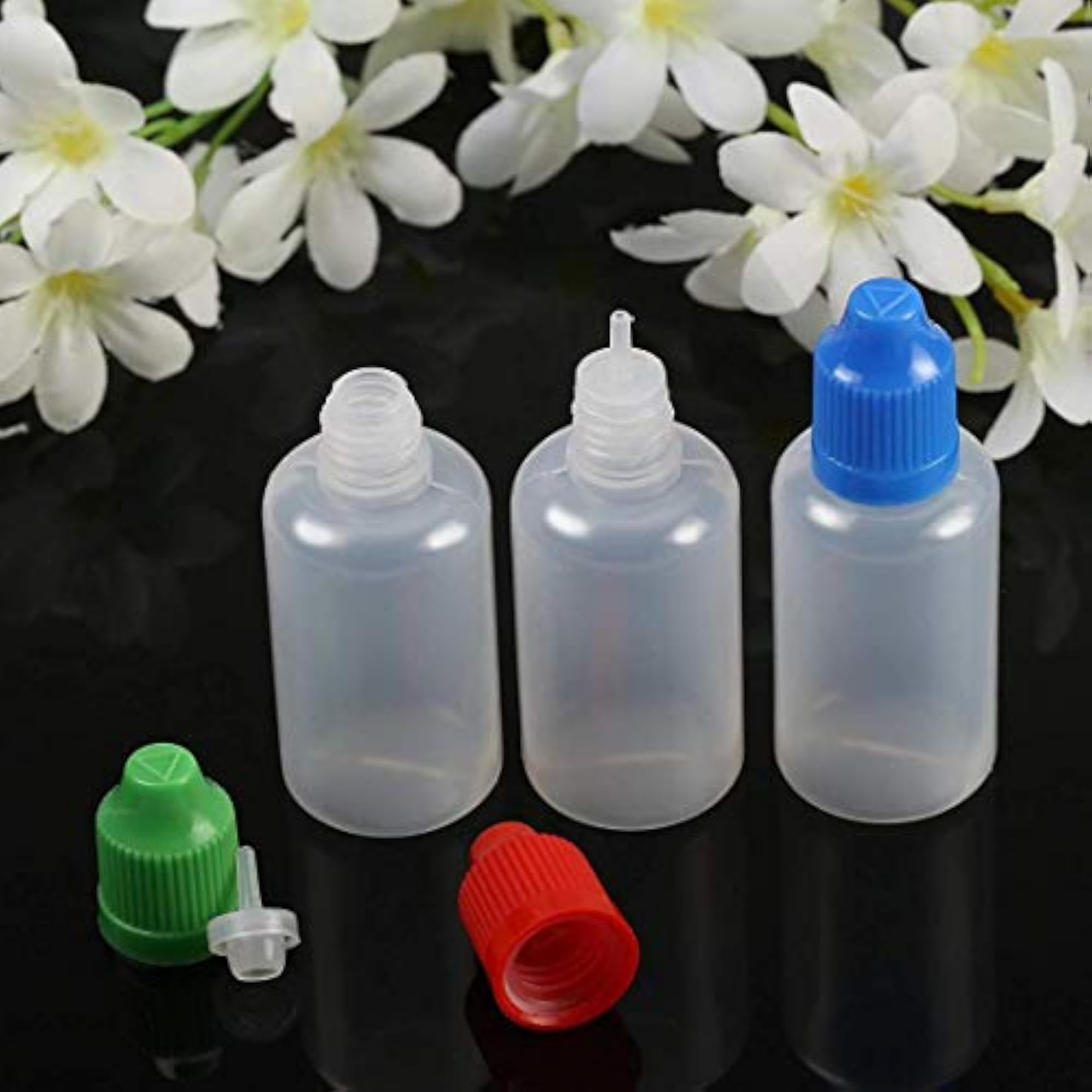 Pack of 12 Multi-Color 25ml Squeezable Liquid Bottles