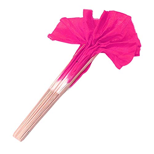 Collecsound - Abanico de estilo chino hecho a mano, de seda artificial con mango de bambú, diseño de arte popular, para danza del vientre, Rosa, 0.6m by 0.425m Cover