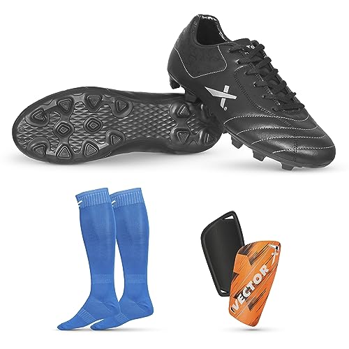 Image of Vector X Combo of Dynamic 2.0 Shoe, Pair of Shin Guard & Pair of Stockings Football Kit Green (Dynamic Combo