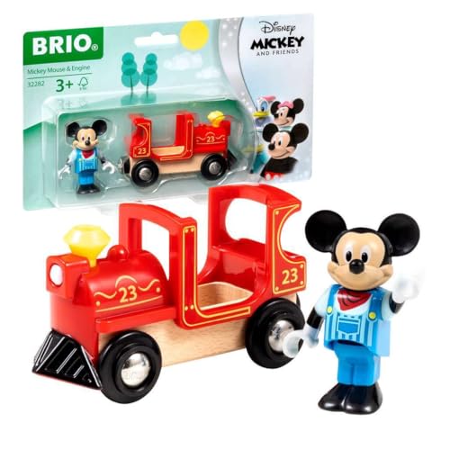 BRIO World 32282 Micky Maus Lokomotive - Ergänzung Holzeisenbahn - Empfohlen ab 3 Jahren
