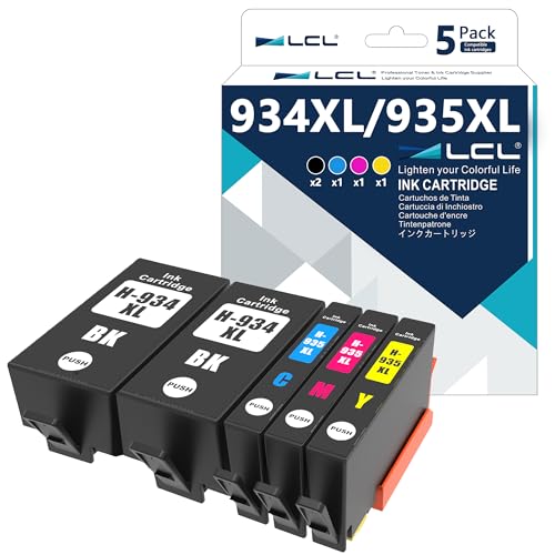 LCL Cartucho de Tinta Compatible 934 XL 935 XL C2P19AE C2P20AE C2P21A C2P22AE Reemplazo para HP Officejet Pro 6830 6230 6815 6835 6812 6820 6220 6836 6220 6800 (5 Pack 2KCMY)