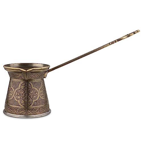 Alisveristime Authentic Turkish Coffee Pot, Handmade Cezve/Ibrik, 2.75-Inch Width, 2.75-Inch Height - 6.76 Ounce Enhance Your Coffee Experience Now! (2 Cup) (Antique Green)