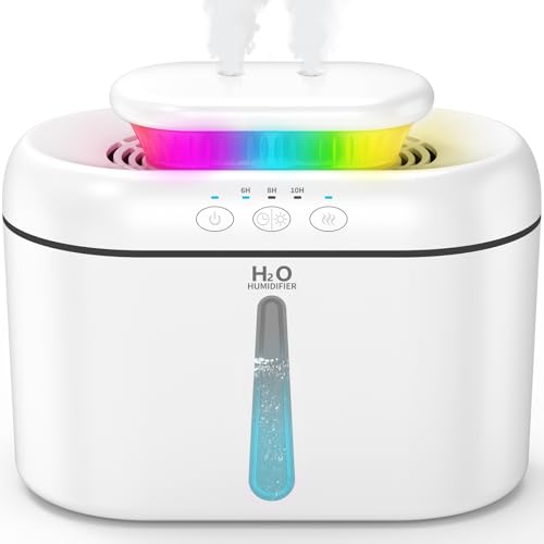 Humidificador de 2 L de vapor frío con boquilla bidireccional, temporizador, apagado automático y luz nocturna. Ideal para niños, plantas y uso doméstico