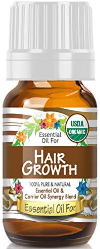 Essential Oil for Hair Growth (USDA Organic - 100% Pure) Unique Blend of Essential Oils Recomended by Aromatherapists for Aromatherapy - 10ml