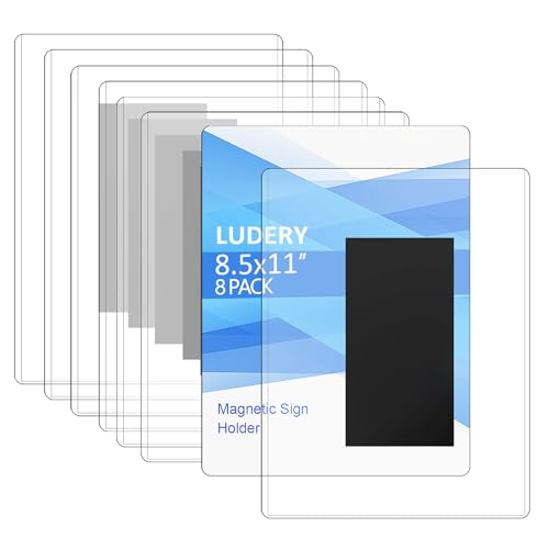 8.5 x 11 Magnetic Sign Holder, Clear Plastic Wall Sign Holder, Document Frames with Magnet Borders for Posters, Perfect for Office Retail Store Wall Display, Warehouse &Lift Document Display - 8 Pack