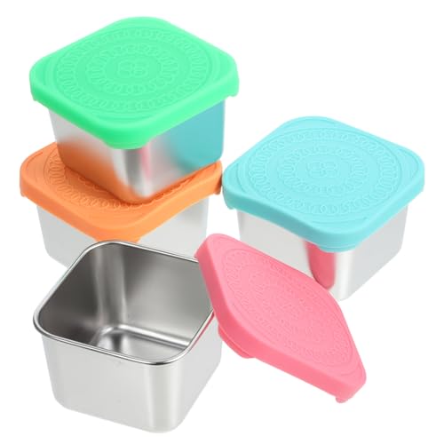 CONGARTENO 4 Uds Cajas Caja de condimentos para salsa con tapas papelera sartenes bochas envases de aderezo para ensaladas de viaje tazas de aderezo gel de sílice