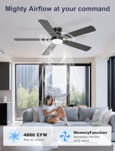 52" Phylluz Flush Mount Ceiling Fan w/ Dimmable LED Light - image 5