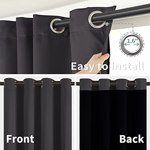 Bgment Thermal Insulated 100% Blackout Curtains For Bedroom With Black Liner, Double Layer Full Room Darkening Noise Reducing Grommet Curtain (42 X 63 Inch, Dark Grey, 2 Panels) #TOP5