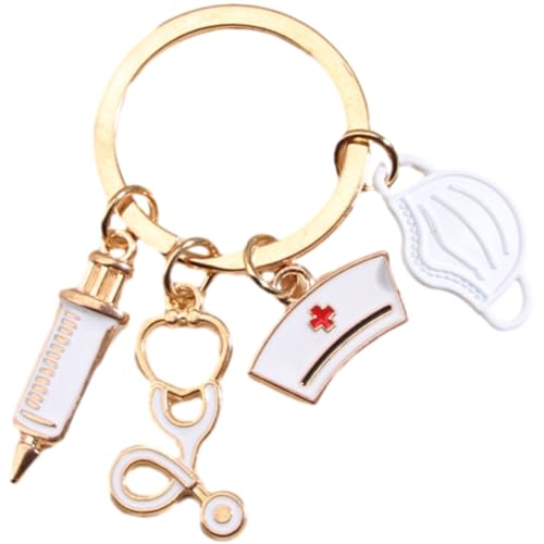 SMED Keychain Accessories10 Pack Nurse Doctor Mask Keychain Medical Rescuer Keychain Syringe Syringe Stethoscope Keychain
