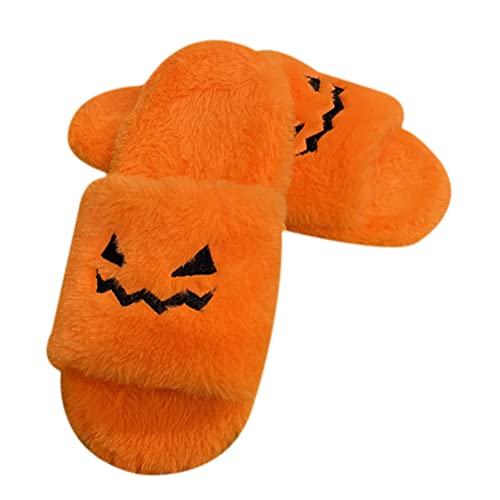 Halloween Jack O Lantern Pumpkin Slippers Indoor or Outdoor Fuzzy Slippers 25cm