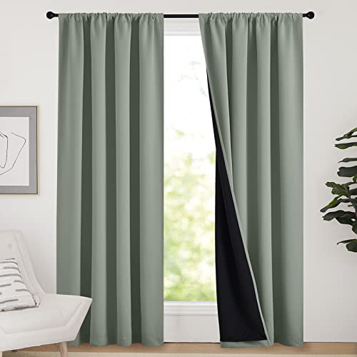 NICETOWN 100% Blackout Curtains 84 inches Long, Thermal Insulated & Noise Blocking Out Drapes for Baby Room Window, Guest Room Lined Window Dressing(G